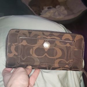 COACH signature zip around wallet